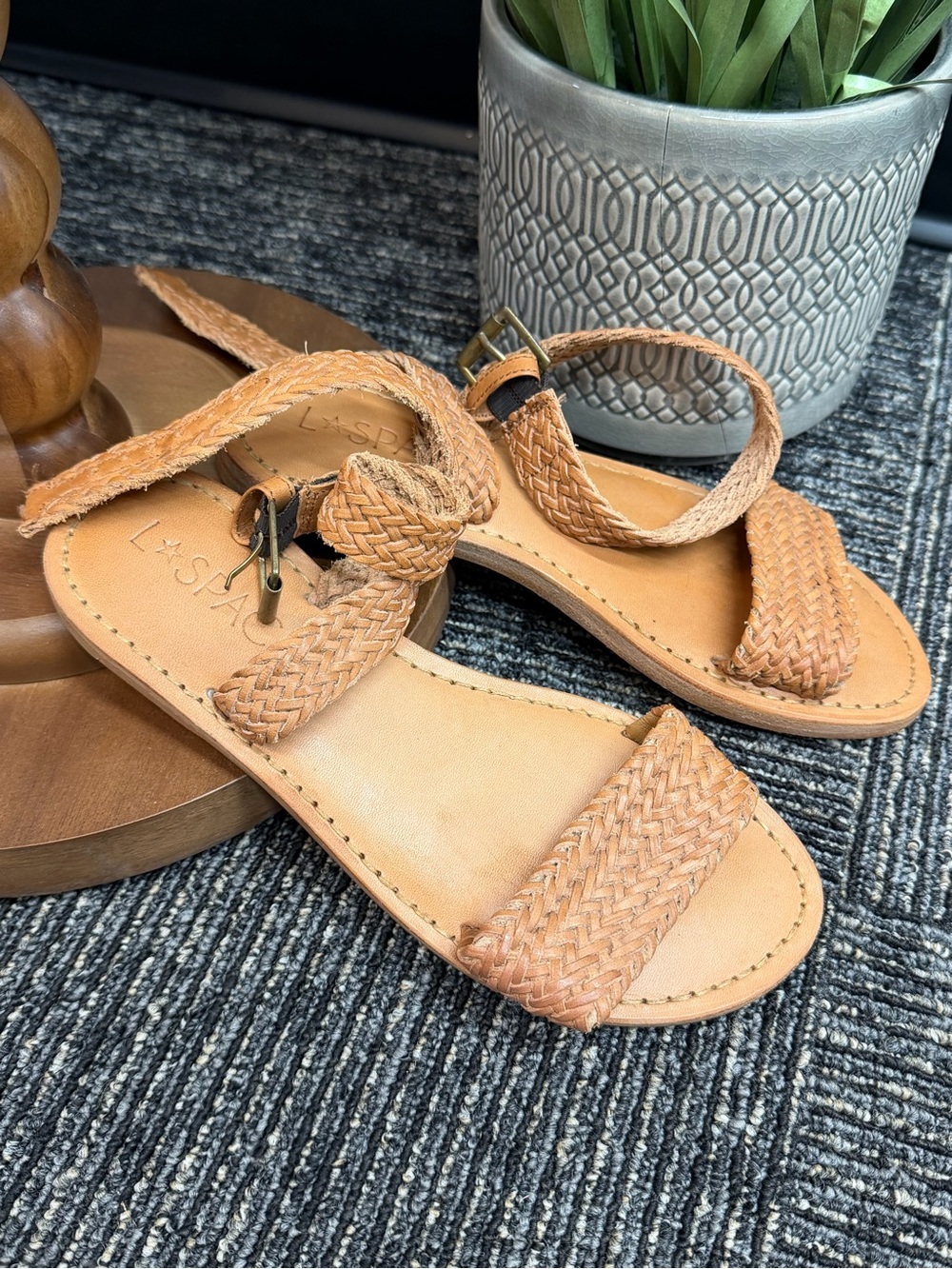 L*Space - Bora Bora Tan Braided Leather Straps